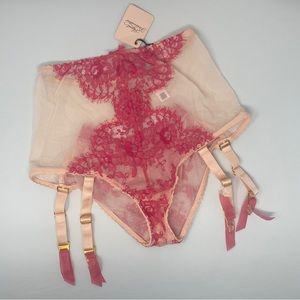 Agent Provocateur Rowana Pink Peach Suspender Brief NWT $250